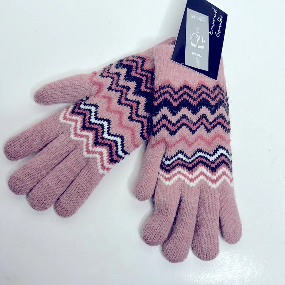 Emanuel Geraldo | Pink Chenille Gloves Winter Hands Fashion | Accessory For Cold